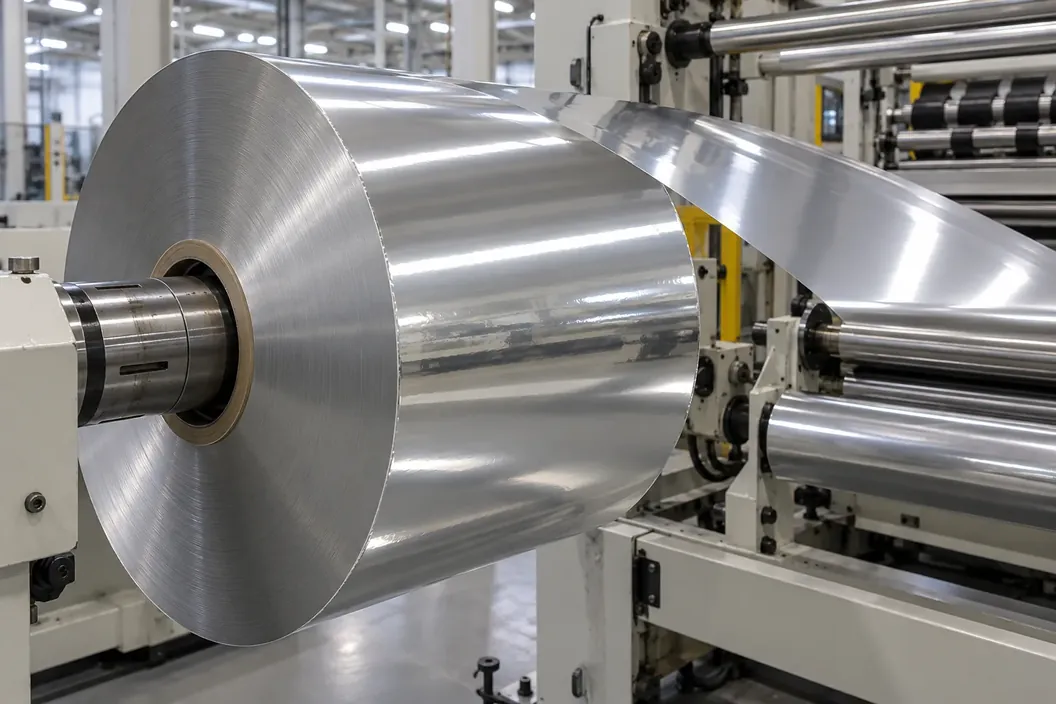 Roll of metallized CPP film on a slitter-rewinder